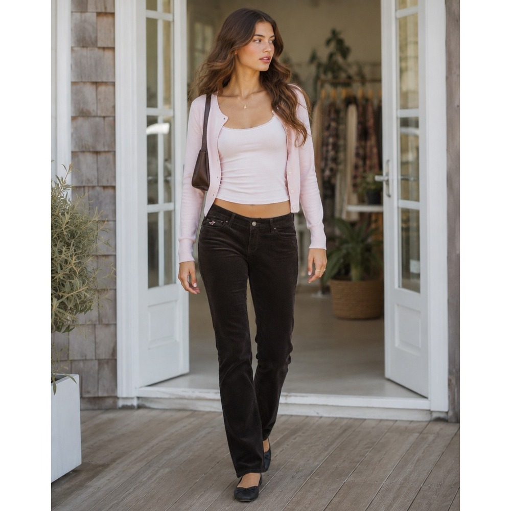 Hollister‎ Brown Corduroy Skinny Pants Womens Size 7 W28 Low Rise Slim Cords